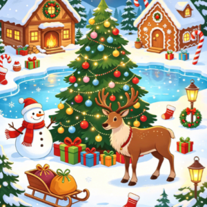 Snowy Reindeer's Winter Night
